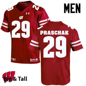 Men's Wisconsin Badgers NCAA #29 Max Praschak Red Authentic Under Armour Big & Tall Stitched College Football Jersey JW31U81KY